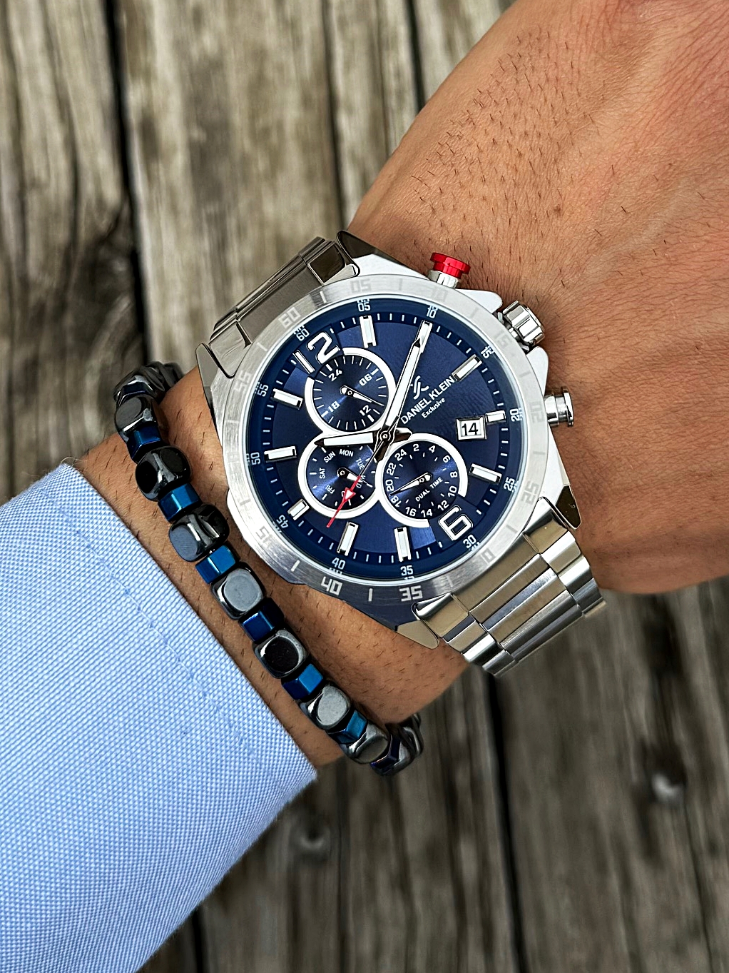 Orijinal Daniel Klein Kol Saati Doğal Taş Tespih ve Bileklik Çakmak Seti DKLN14 - Görsel 3