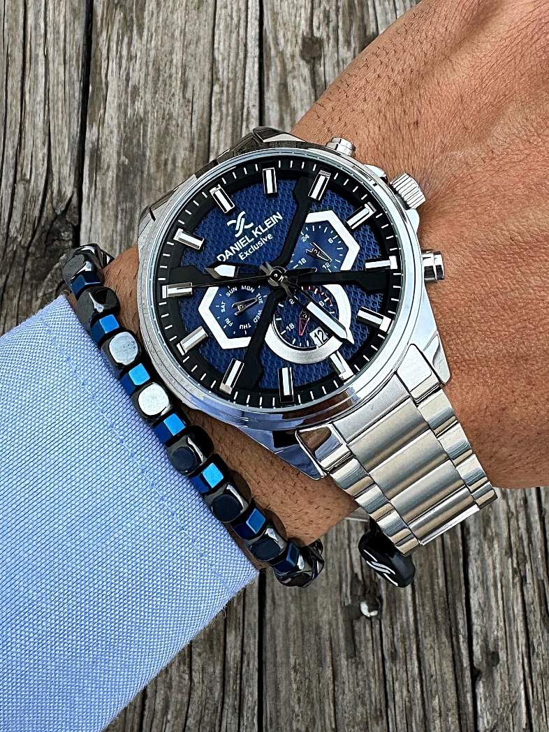 Orijinal Daniel Klein Kol Saati Doğal Taş Tespih ve Bileklik Çakmak Seti DKLN16 - Görsel 2