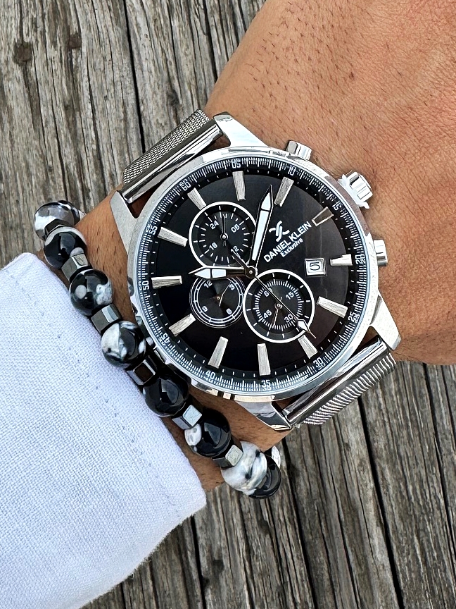 Orijinal Daniel Klein Kol Saati Doğal Taş Tespih ve Bileklik Çakmak Seti DKLN23 - Görsel 3