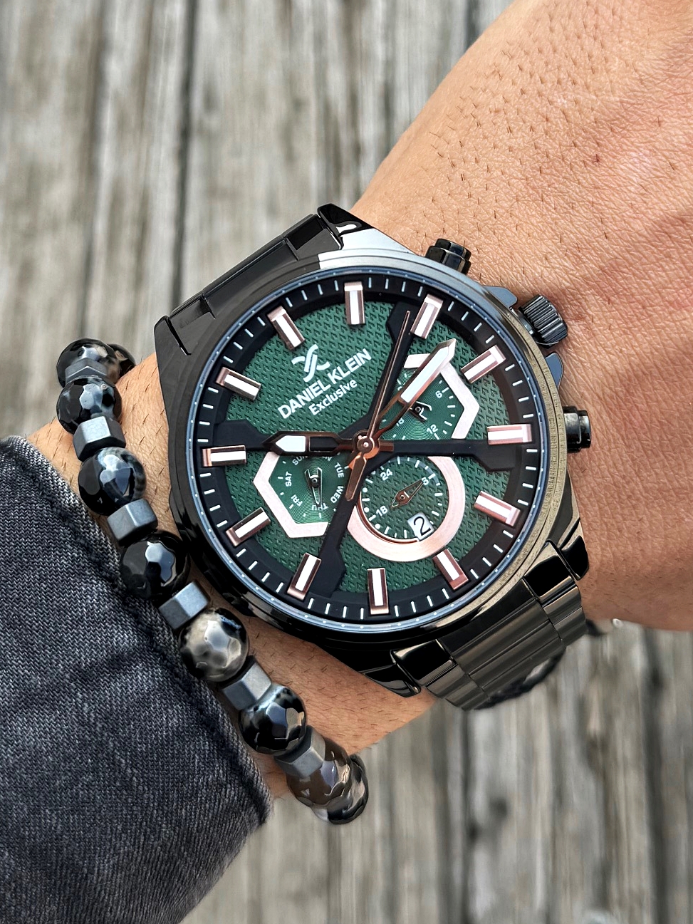 Orijinal Daniel Klein Kol Saati Doğal Taş Tespih ve Bileklik Çakmak Seti DKLN01 - Görsel 3