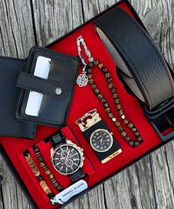 Orijinal Daniel Klein Kol Saati Kemer Cüzdan Kartlık Doğal Taş Tespih ve Bileklik Çakmak Seti DKLN77