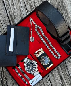 Orijinal Daniel Klein Kol Saati Kemer Cüzdan Kartlık Doğal Taş Tespih ve Bileklik Çakmak Seti DKLN66