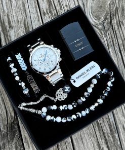 Orijinal Daniel Klein Kol Saati Doğal Taş Tespih ve Bileklik Çakmak Seti DKLN08