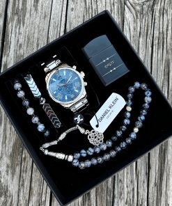 Orijinal Daniel Klein Kol Saati Doğal Taş Tespih ve Bileklik Çakmak Seti DKLN07