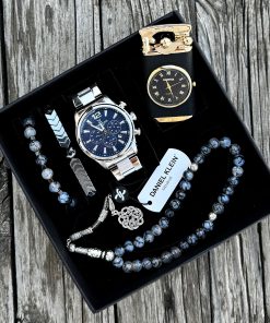 Orijinal Daniel Klein Kol Saati Doğal Taş Tespih ve Bileklik Çakmak Seti DKLN13