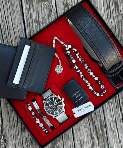 Orijinal Daniel Klein Kol Saati Kemer Cüzdan Kartlık Doğal Taş Tespih ve Bileklik Çakmak Seti DKLN64