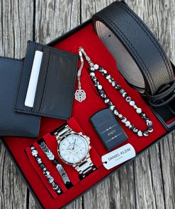 Orijinal Daniel Klein Kol Saati Kemer Cüzdan Kartlık Doğal Taş Tespih ve Bileklik Çakmak Seti DKLN50