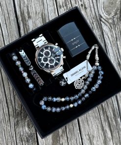 Orijinal Daniel Klein Kol Saati Doğal Taş Tespih ve Bileklik Çakmak Seti DKLN18