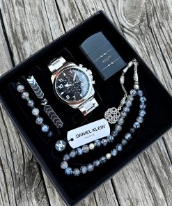 Orijinal Daniel Klein Kol Saati Doğal Taş Tespih ve Bileklik Çakmak Seti DKLN19