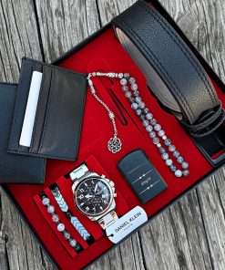 Orijinal Daniel Klein Kol Saati Kemer Cüzdan Kartlık Doğal Taş Tespih ve Bileklik Çakmak Seti DKLN60