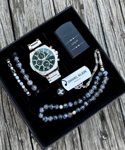 Orijinal Daniel Klein Kol Saati Doğal Taş Tespih ve Bileklik Çakmak Seti DKLN21