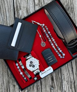 Orijinal Daniel Klein Kol Saati Kemer Cüzdan Kartlık Doğal Taş Tespih ve Bileklik Çakmak Seti DKLN57