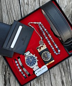 Orijinal Daniel Klein Kol Saati Kemer Cüzdan Kartlık Doğal Taş Tespih ve Bileklik Çakmak Seti DKLN55