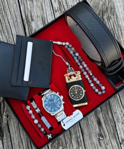 Orijinal Daniel Klein Kol Saati Kemer Cüzdan Kartlık Doğal Taş Tespih ve Bileklik Çakmak Seti DKLN49