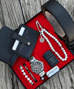 Orijinal Daniel Klein Kol Saati Kemer Cüzdan Kartlık Doğal Taş Tespih ve Bileklik Çakmak Seti DKLN65