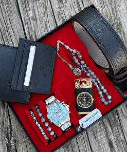 Orijinal Daniel Klein Kol Saati Kemer Cüzdan Kartlık Doğal Taş Tespih ve Bileklik Çakmak Seti DKLN72