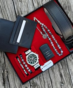 Orijinal Daniel Klein Kol Saati Kemer Cüzdan Kartlık Doğal Taş Tespih ve Bileklik Çakmak Seti DKLN62