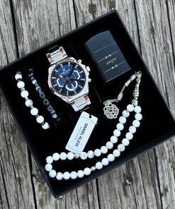 Orijinal Daniel Klein Kol Saati Doğal Taş Tespih ve Bileklik Çakmak Seti DKLN16