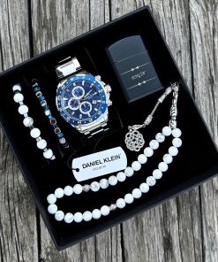 Orijinal Daniel Klein Kol Saati Doğal Taş Tespih ve Bileklik Çakmak Seti DKLN15