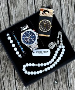 Orijinal Daniel Klein Kol Saati Doğal Taş Tespih ve Bileklik Çakmak Seti DKLN14