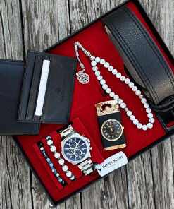 Orijinal Daniel Klein Kol Saati Kemer Cüzdan Kartlık Doğal Taş Tespih ve Bileklik Çakmak Seti DKLN56