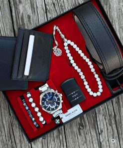 Orijinal Daniel Klein Kol Saati Kemer Cüzdan Kartlık Doğal Taş Tespih ve Bileklik Çakmak Seti DKLN58