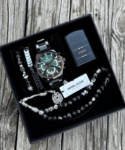 Orijinal Daniel Klein Kol Saati Doğal Taş Tespih ve Bileklik Çakmak Seti DKLN01