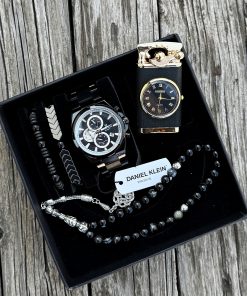 Orijinal Daniel Klein Kol Saati Doğal Taş Tespih ve Bileklik Çakmak Seti DKLN05