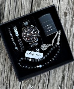 Orijinal Daniel Klein Kol Saati Doğal Taş Tespih ve Bileklik Çakmak Seti DKLN09