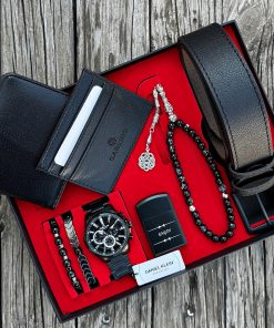 Orijinal Daniel Klein Kol Saati Kemer Cüzdan Kartlık Doğal Taş Tespih ve Bileklik Çakmak Seti DKLN53