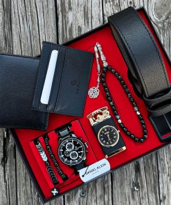 Orijinal Daniel Klein Kol Saati Kemer Cüzdan Kartlık Doğal Taş Tespih ve Bileklik Çakmak Seti DKLN47