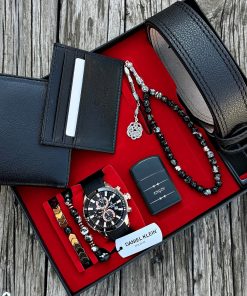 Orijinal Daniel Klein Kol Saati Kemer Cüzdan Kartlık Doğal Taş Tespih ve Bileklik Çakmak Seti DKLN79