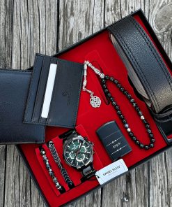 Orijinal Daniel Klein Kol Saati Kemer Cüzdan Kartlık Doğal Taş Tespih ve Bileklik Çakmak Seti DKLN44