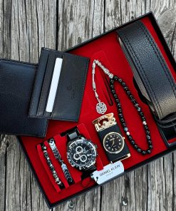 Orijinal Daniel Klein Kol Saati Kemer Cüzdan Kartlık Doğal Taş Tespih ve Bileklik Çakmak Seti DKLN54